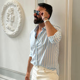 Navy Blue Stripped Cotton Shirt