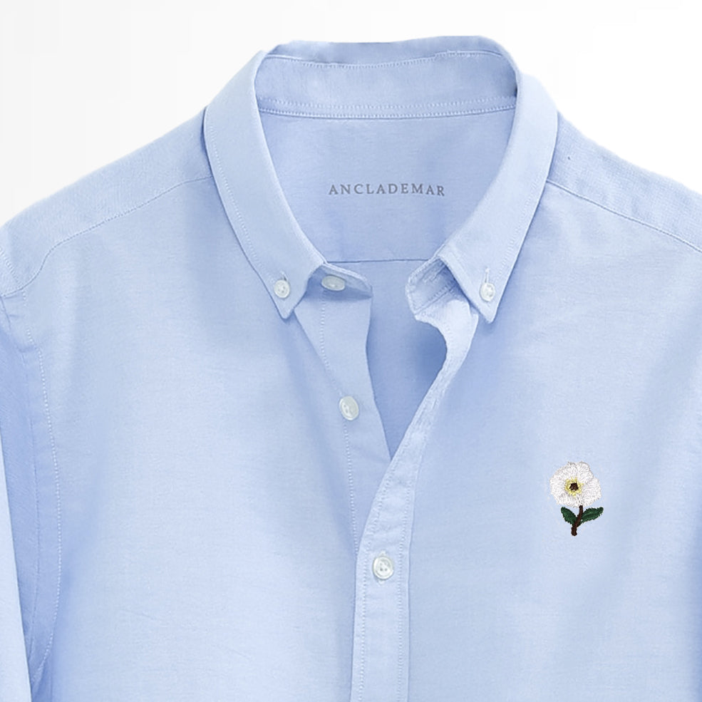 Blue Oxford Shirt. Flower