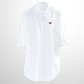 Heart Embroidered White Oxford Shirt