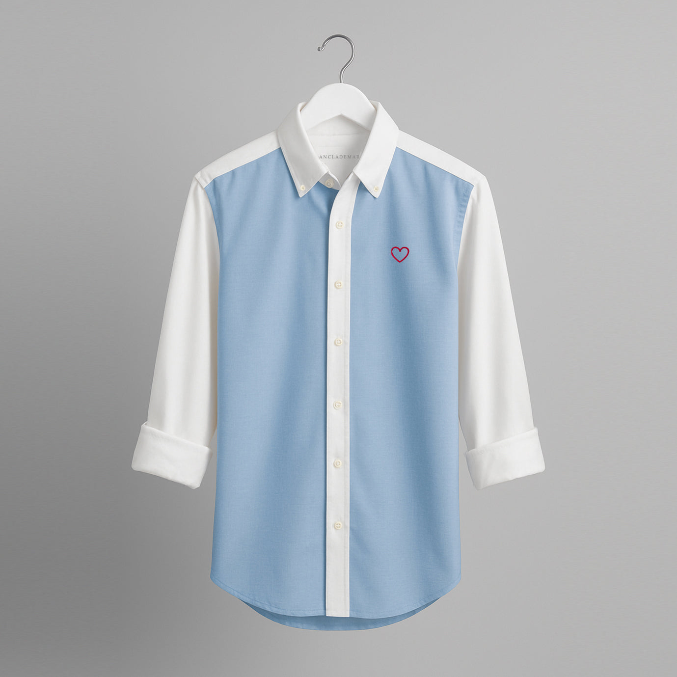 Camel Oxford Shirt. Heart Embroidered