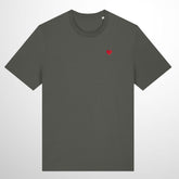 Heart Embroidered Khaki T-Shirt