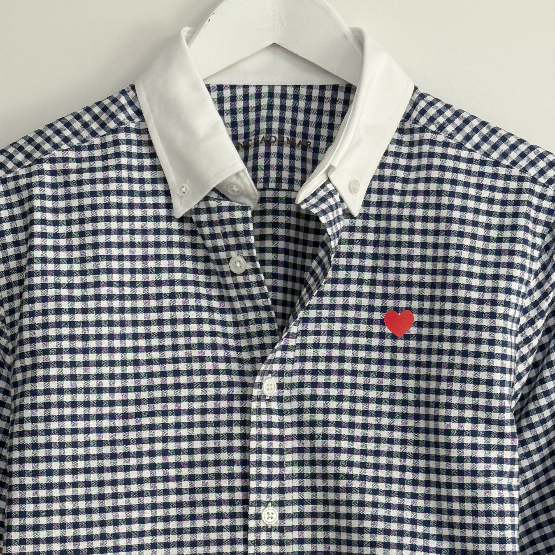Vichy Oxford Shirt. Heart Embroidered