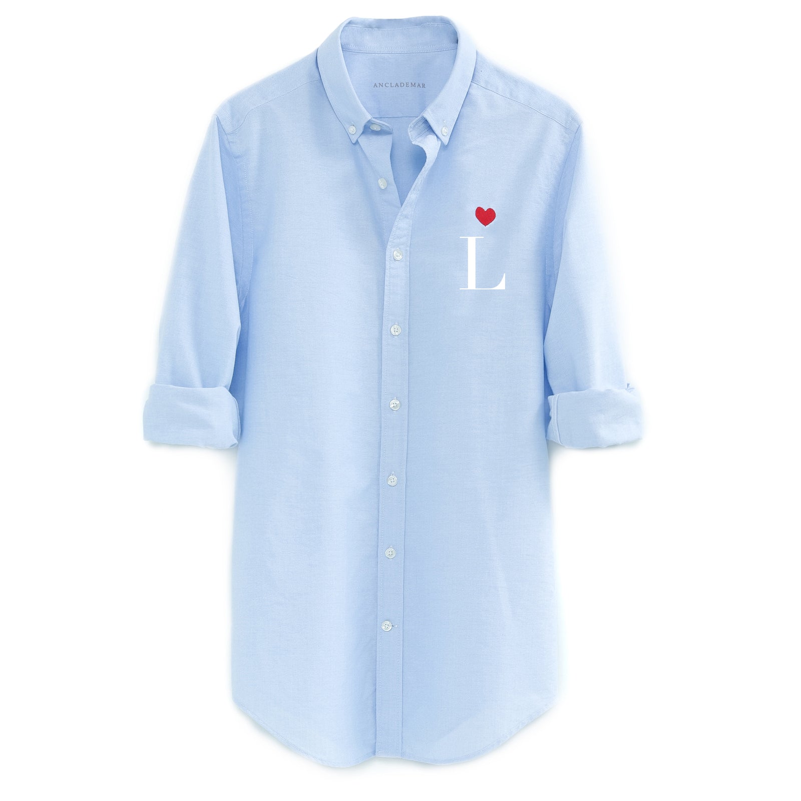 Heart Personalized Blue Oxford Shirt