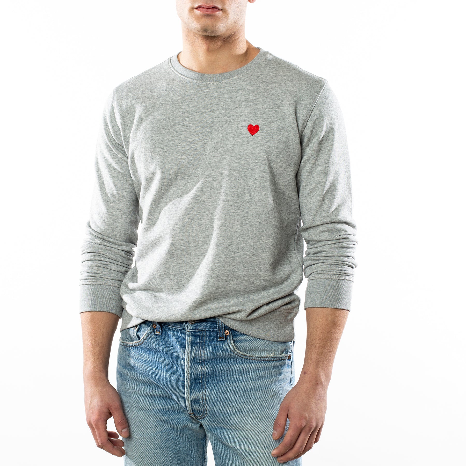 Heart Embroidered Grey Sweatshirt