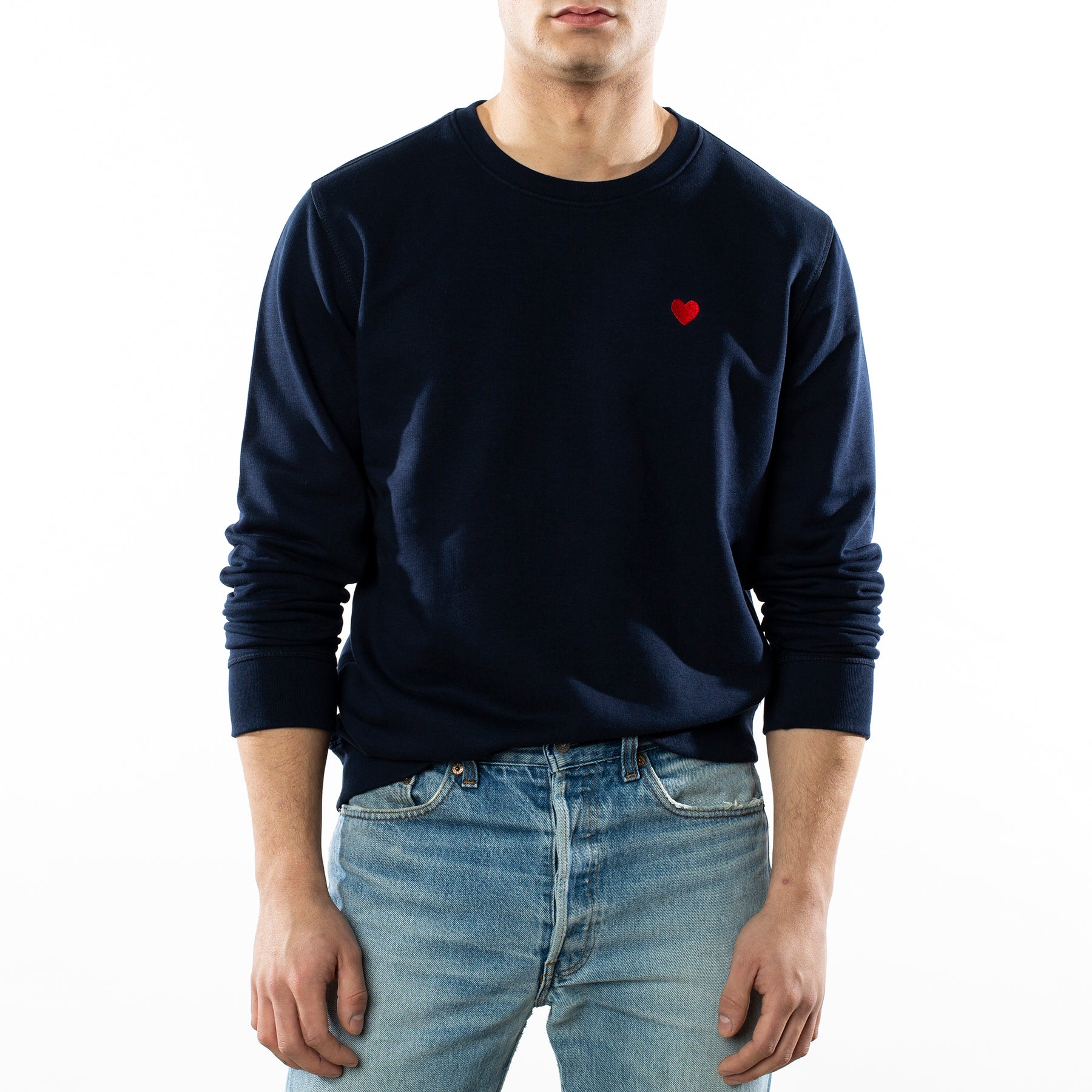 Heart Embroidered Navy Sweatshirt