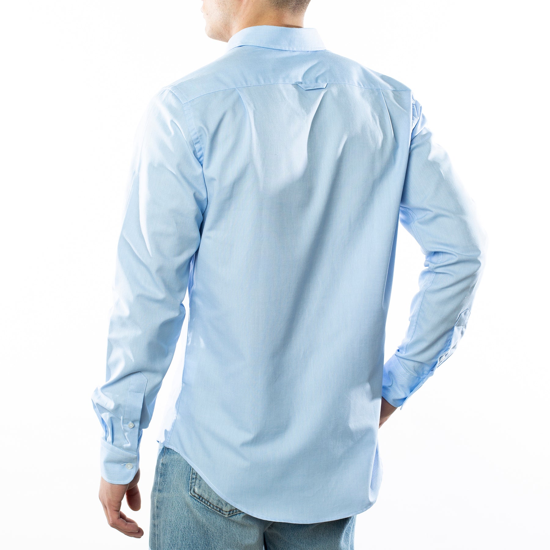 Heart Embroidered Blue Oxford Shirt