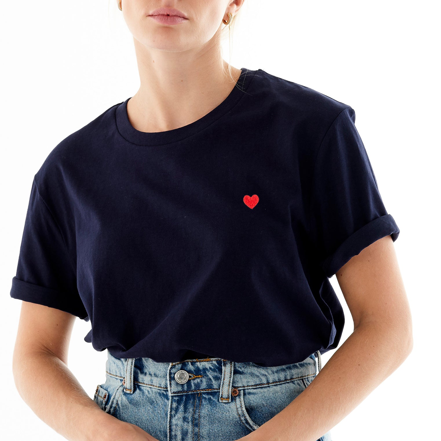 Camiseta Corazón Bordado. Pack 3