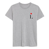 Camiseta Gris Corazón Personalizada con tu Inicial