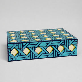 Caja Lacada Basketweave Grande. Jonathan Adler