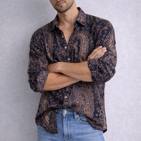 Camisa Paisley Azul Marino