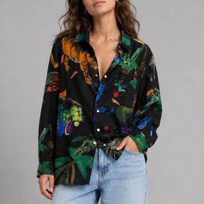 Camisa de lino Femme Luxe Noir. G.kero Paris