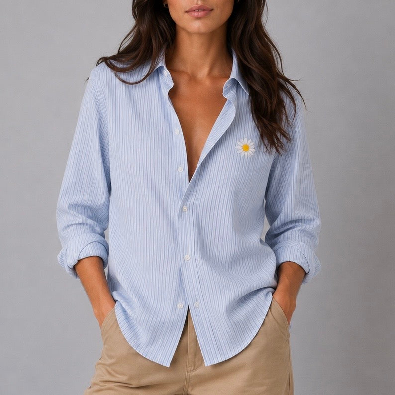 Stripped Poplin Relaxed Shirt. The Daisy