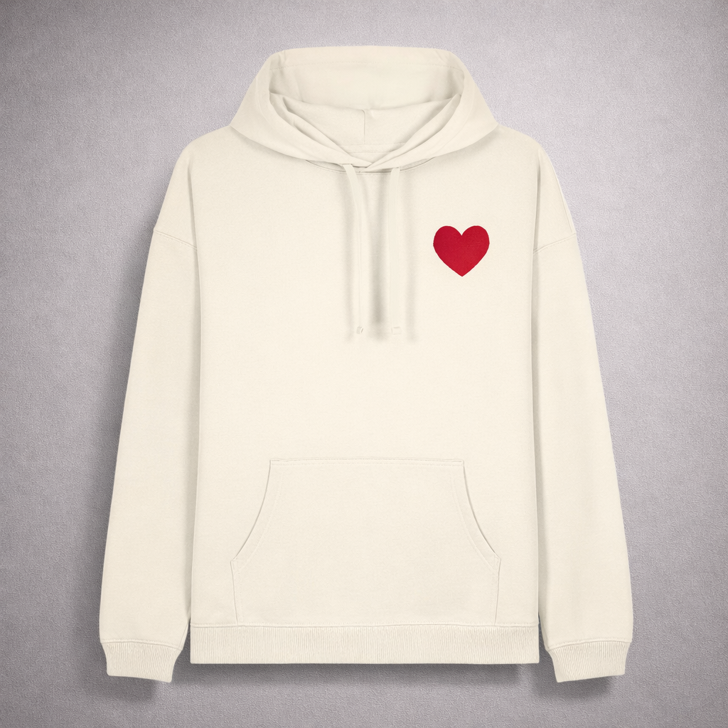 Oversized Hoodie. Embroidered Heart