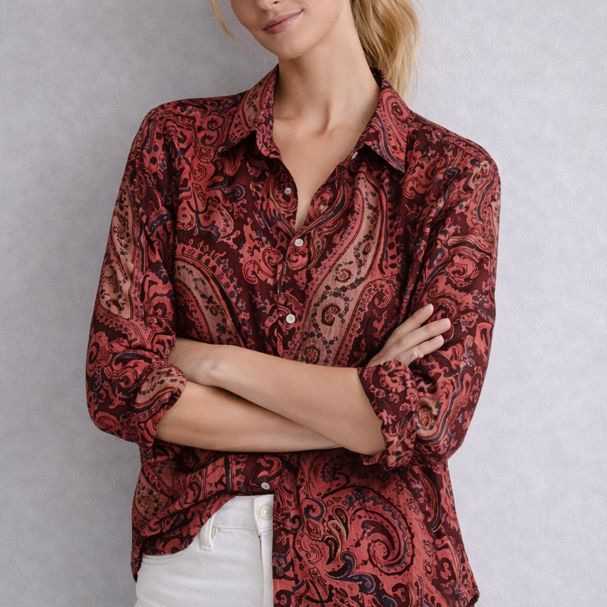 Camisa Paisley Burdeos