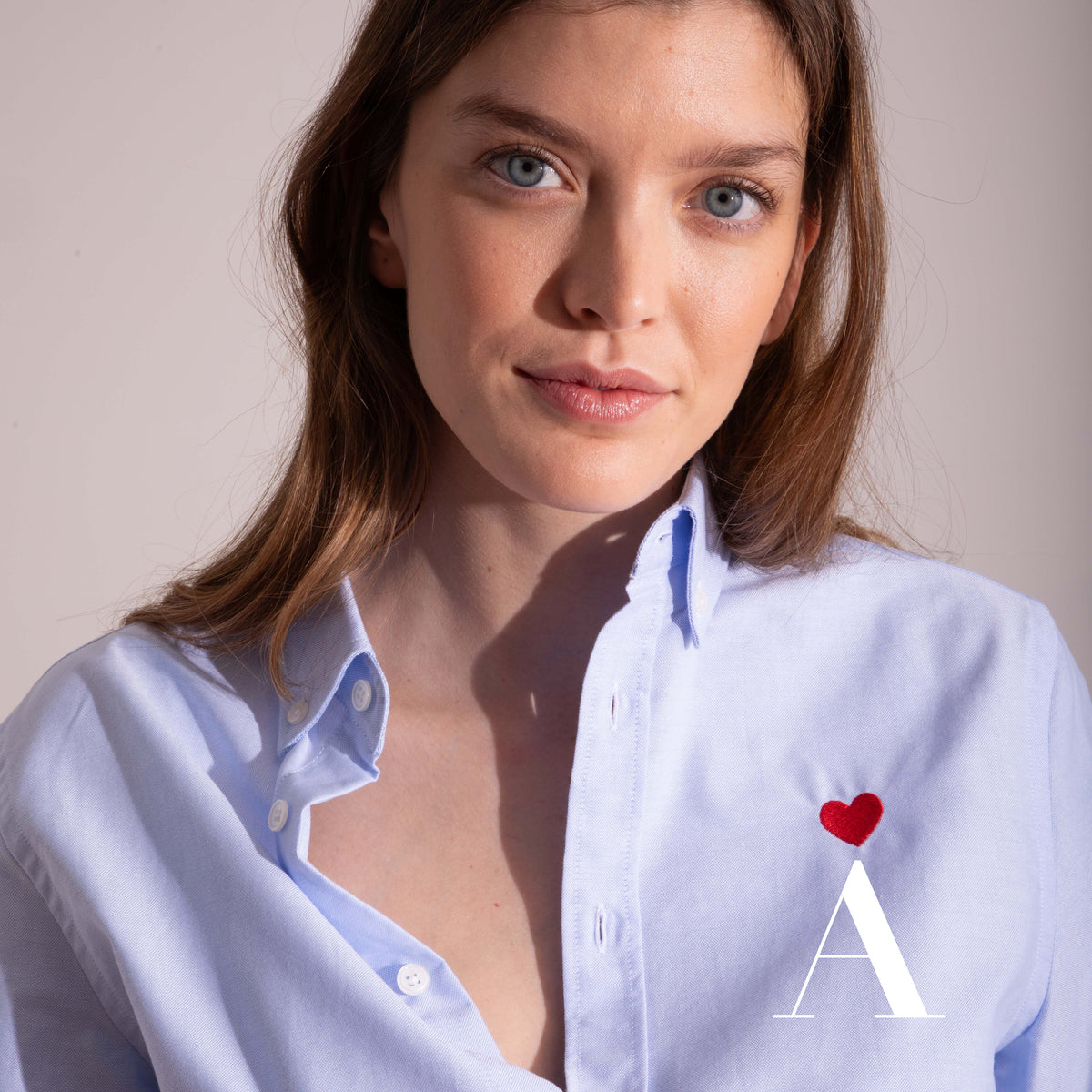 Heart Personalized Blue Oxford Shirt