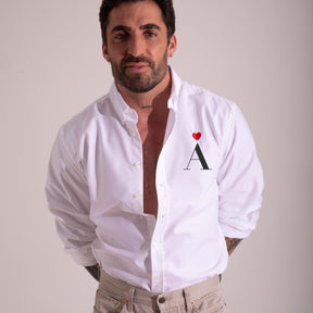 Camisa Oxford Blanca Corazón Personalizada con tu Inicial