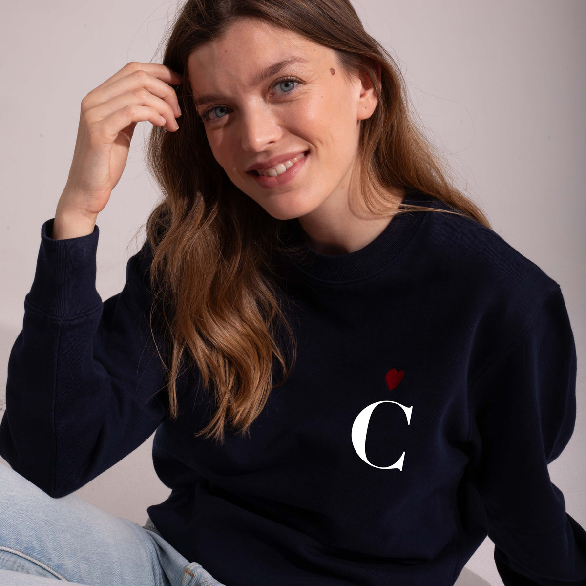 Sudadera Navy Corazón Personalizada con tu Inicial