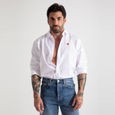 White Poplin Shirt. Heart Embroidered