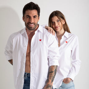 Camisa Popelín Blanca Corazón