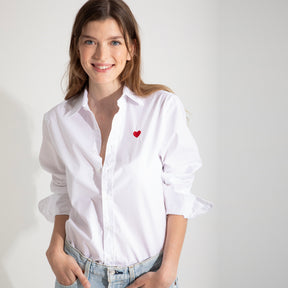 Camisa Popelín Blanca Corazón