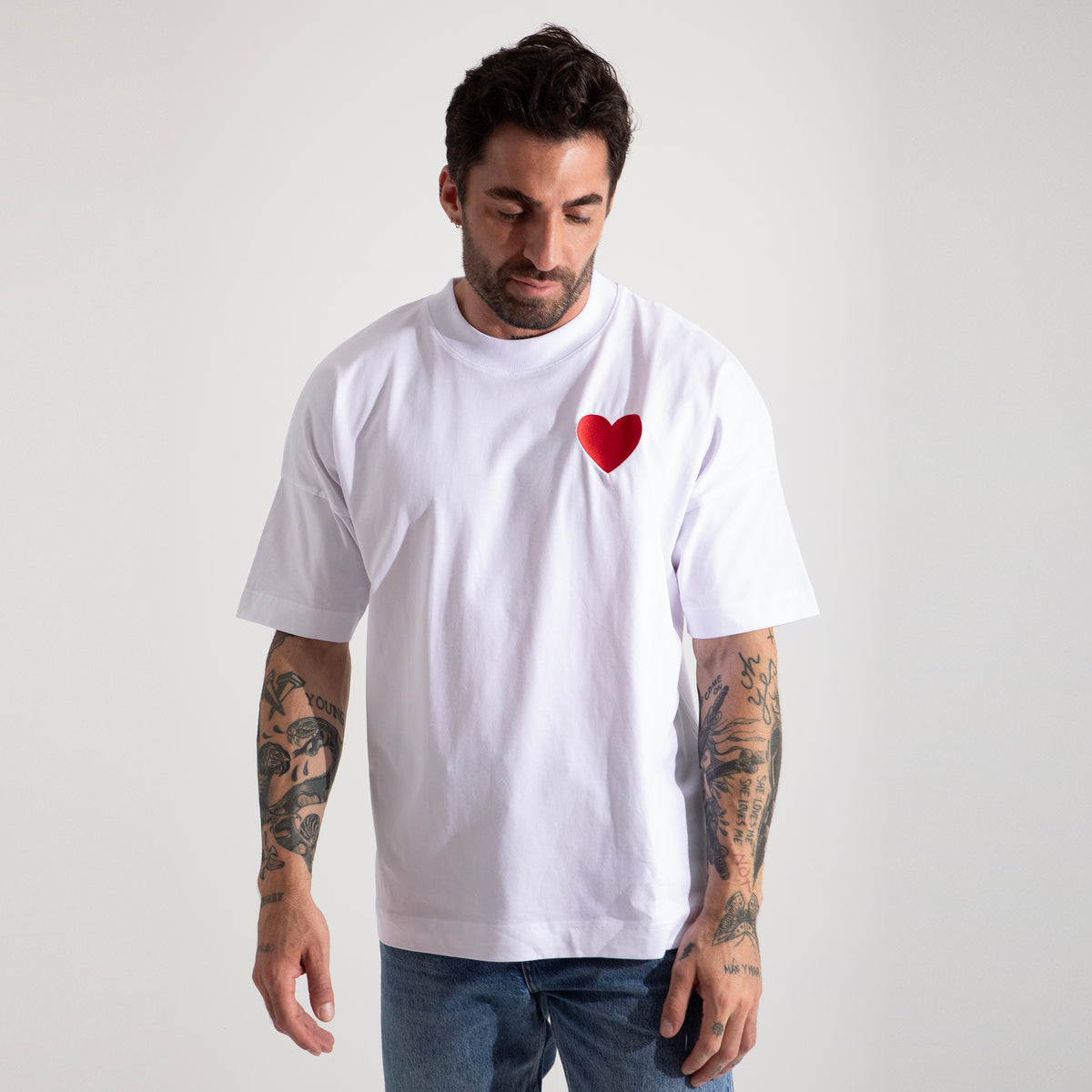 Camiseta Blanca Oversized Big Heart