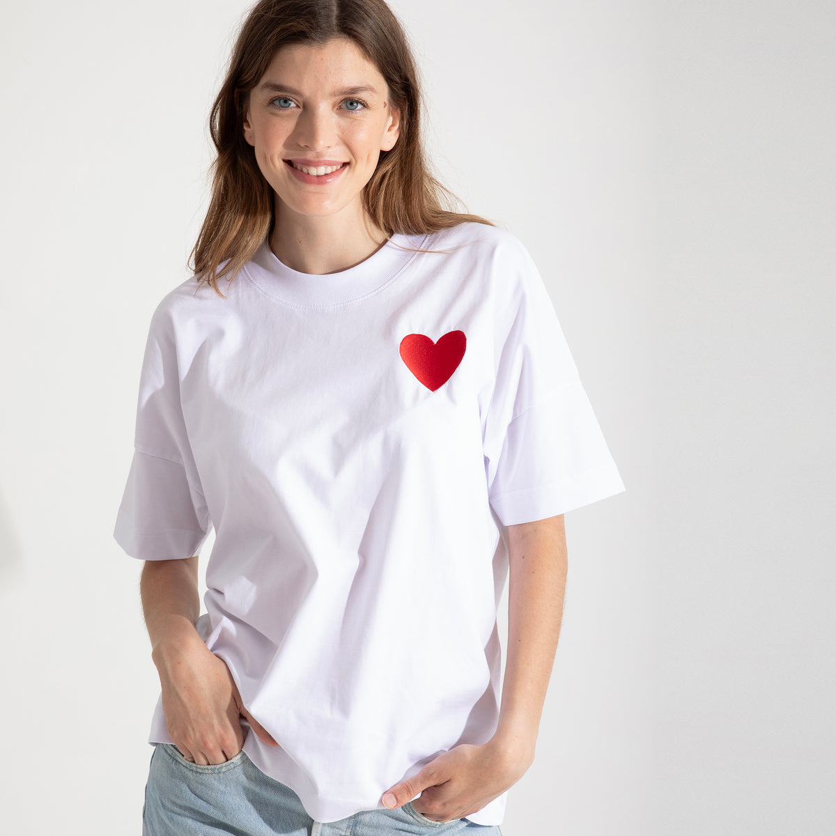 Camiseta Blanca Oversized Big Heart