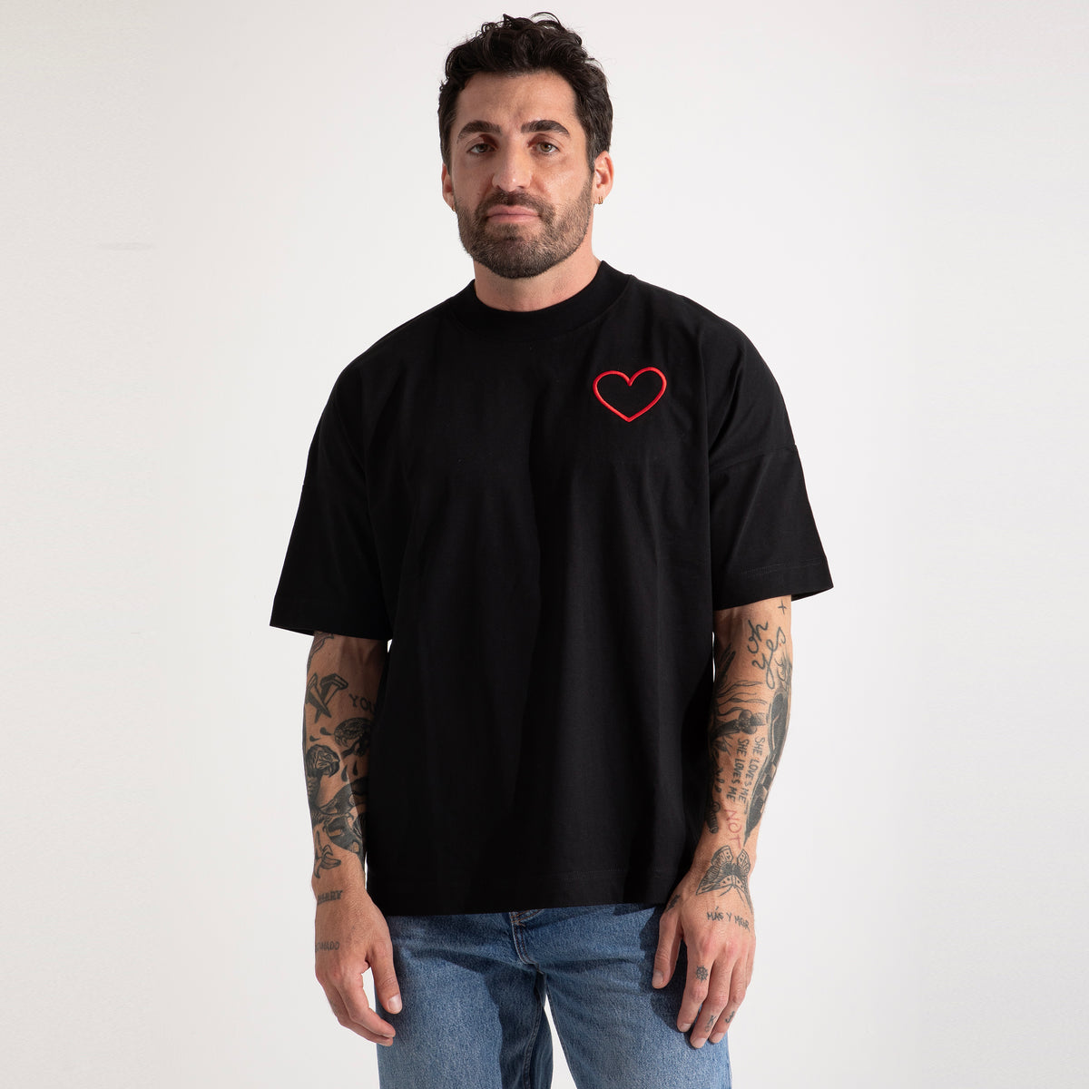 Oversized Black T-Shirt. The Big Heart