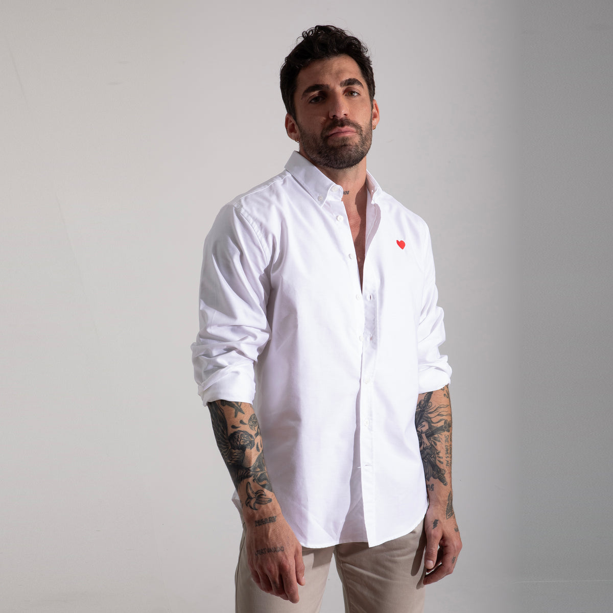 Camisa Oxford Blanca Corazón