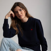 Heart Embroidered Navy Sweatshirt