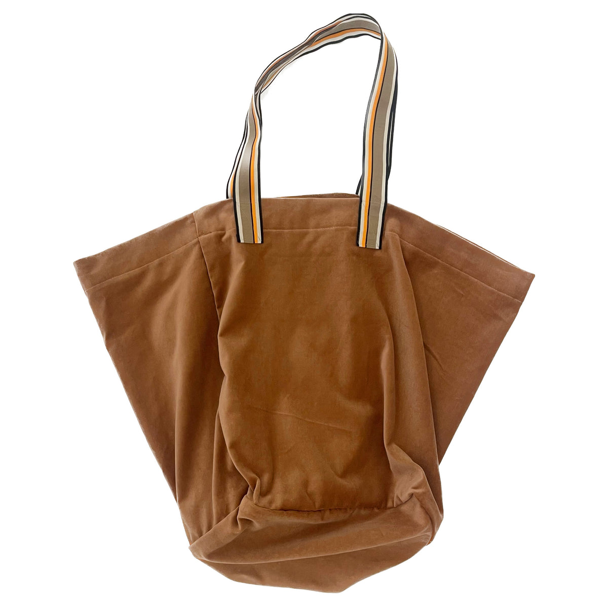 Camel Velvet Shopping Bag