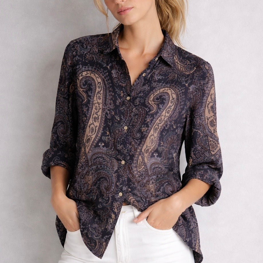 Camisa Paisley Azul