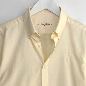 Yellow Oxford Shirt. Heart Embroidered