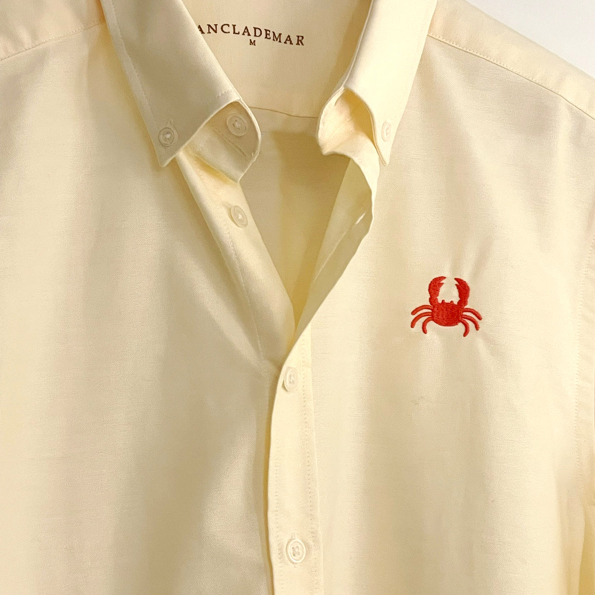 Yellow Oxford Shirt. Embroidered Crab