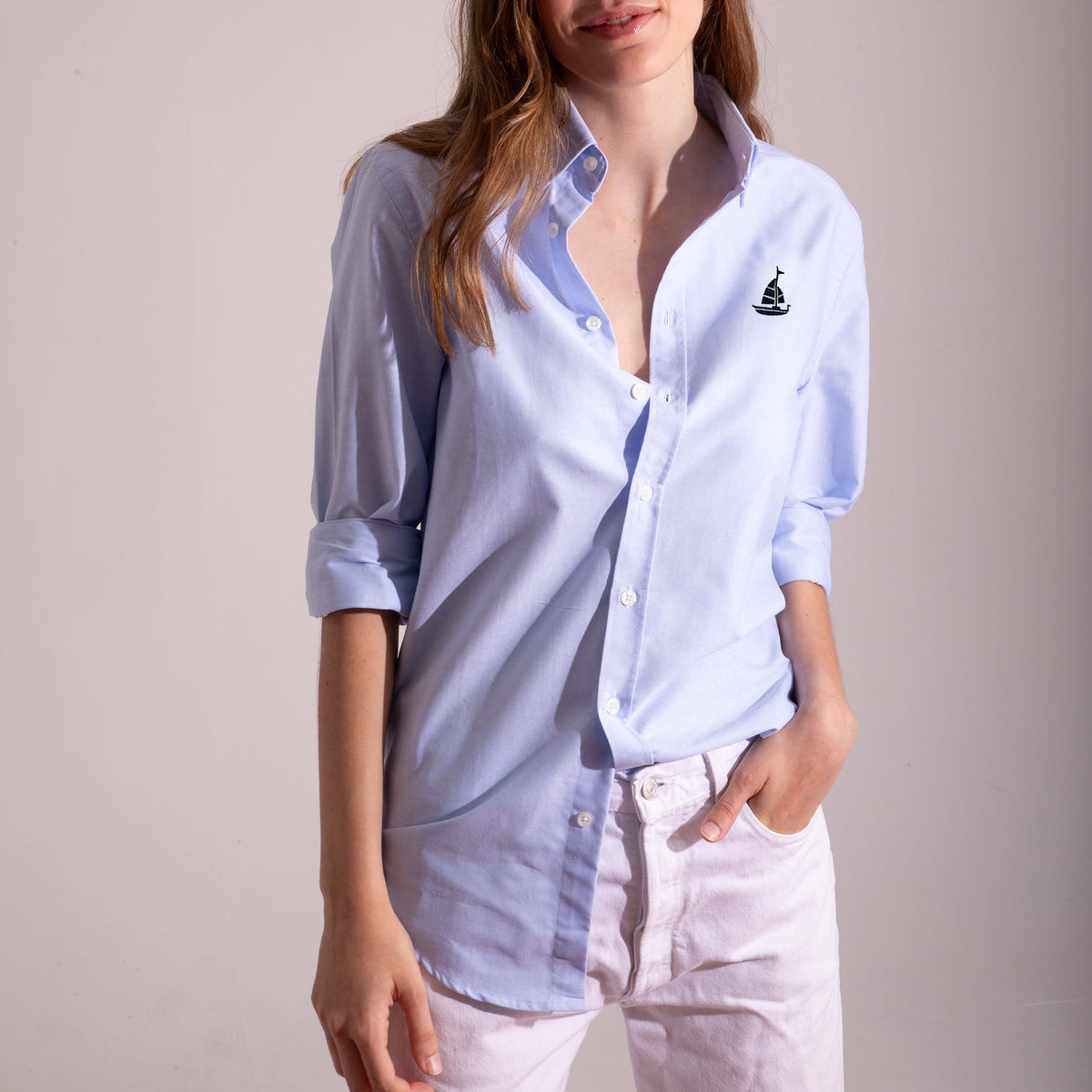 Camisa Oxford Azul. Velero