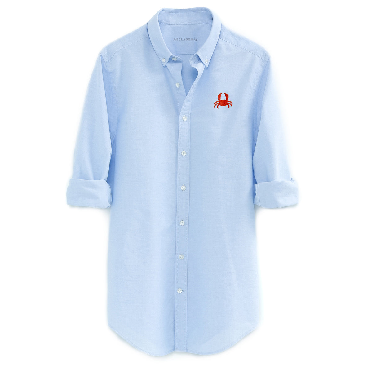 Blue Oxford Shirt. Embroidered Crab