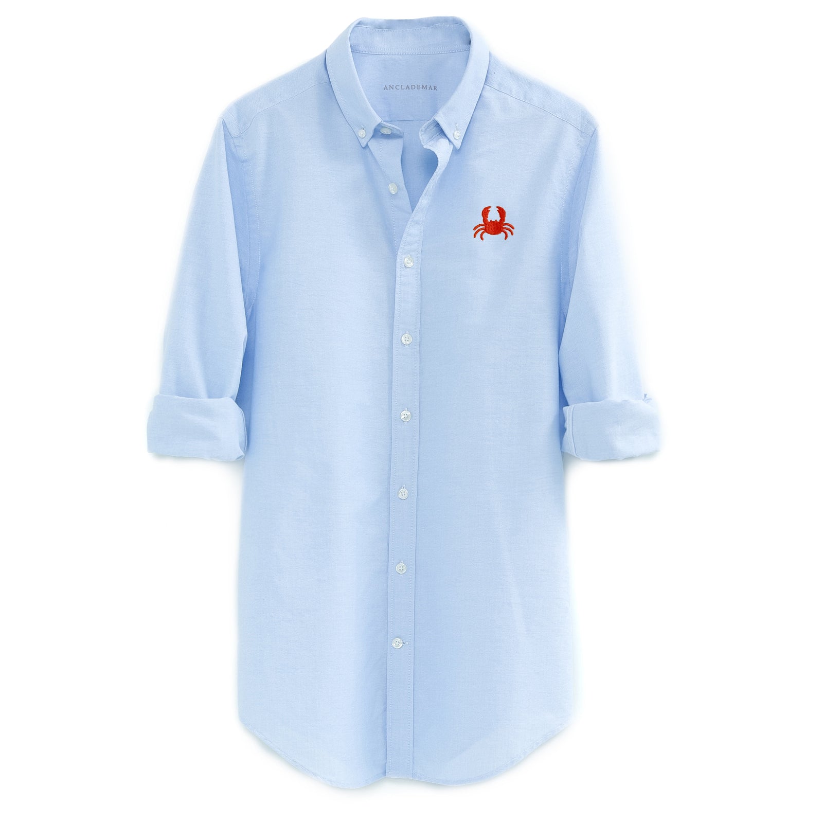 Blue Oxford Shirt. Embroidered Crab