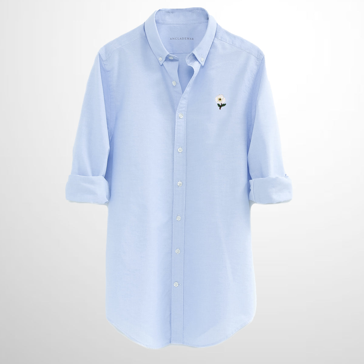 Blue Oxford Shirt. Flower