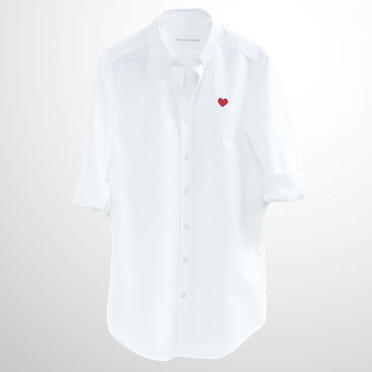 Heart Embroidered White Oxford Shirt