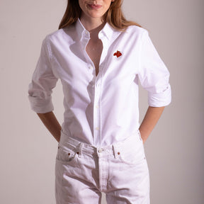 White Oxford Shirt. Flower