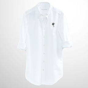 White Oxford Shirt. Palm Tree