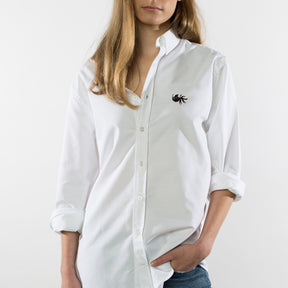 White Oxford Shirt. Embroidered Fish