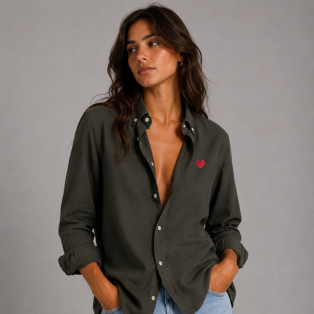 Camisa Oxford Caqui Corazón