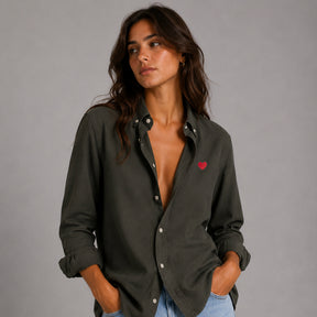Camisa Oxford Caqui Corazón