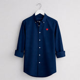 Heart Embroidered Navy Oxford Shirt