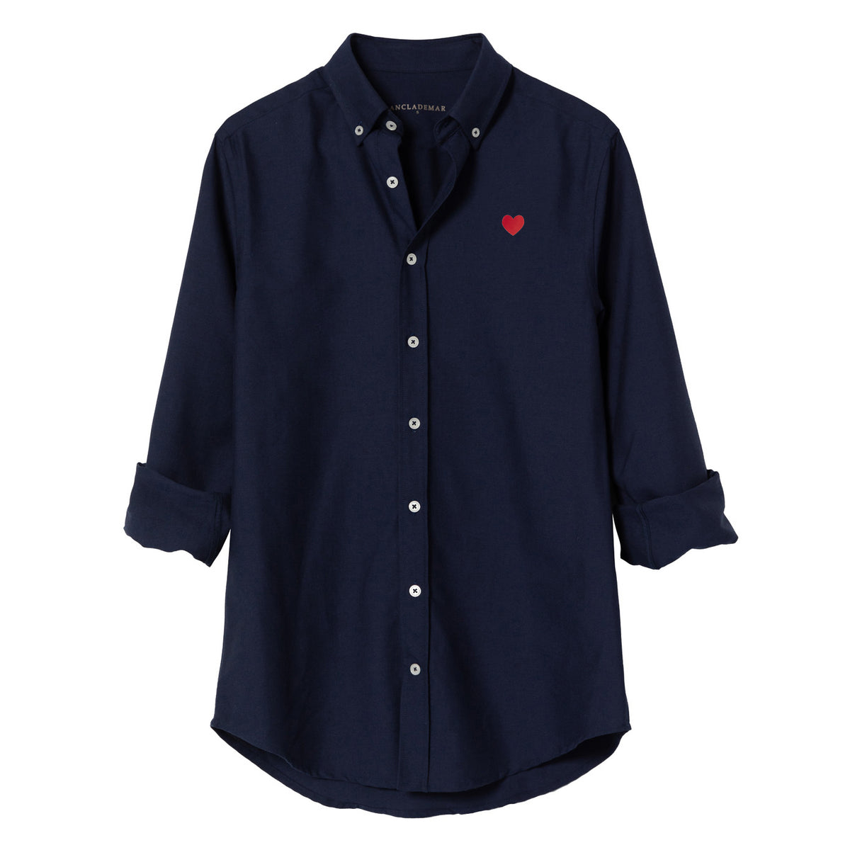 Heart Embroidered Navy Oxford Shirt