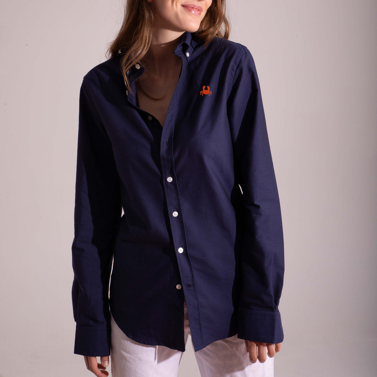 Camisa Oxford Navy. Cangrejo