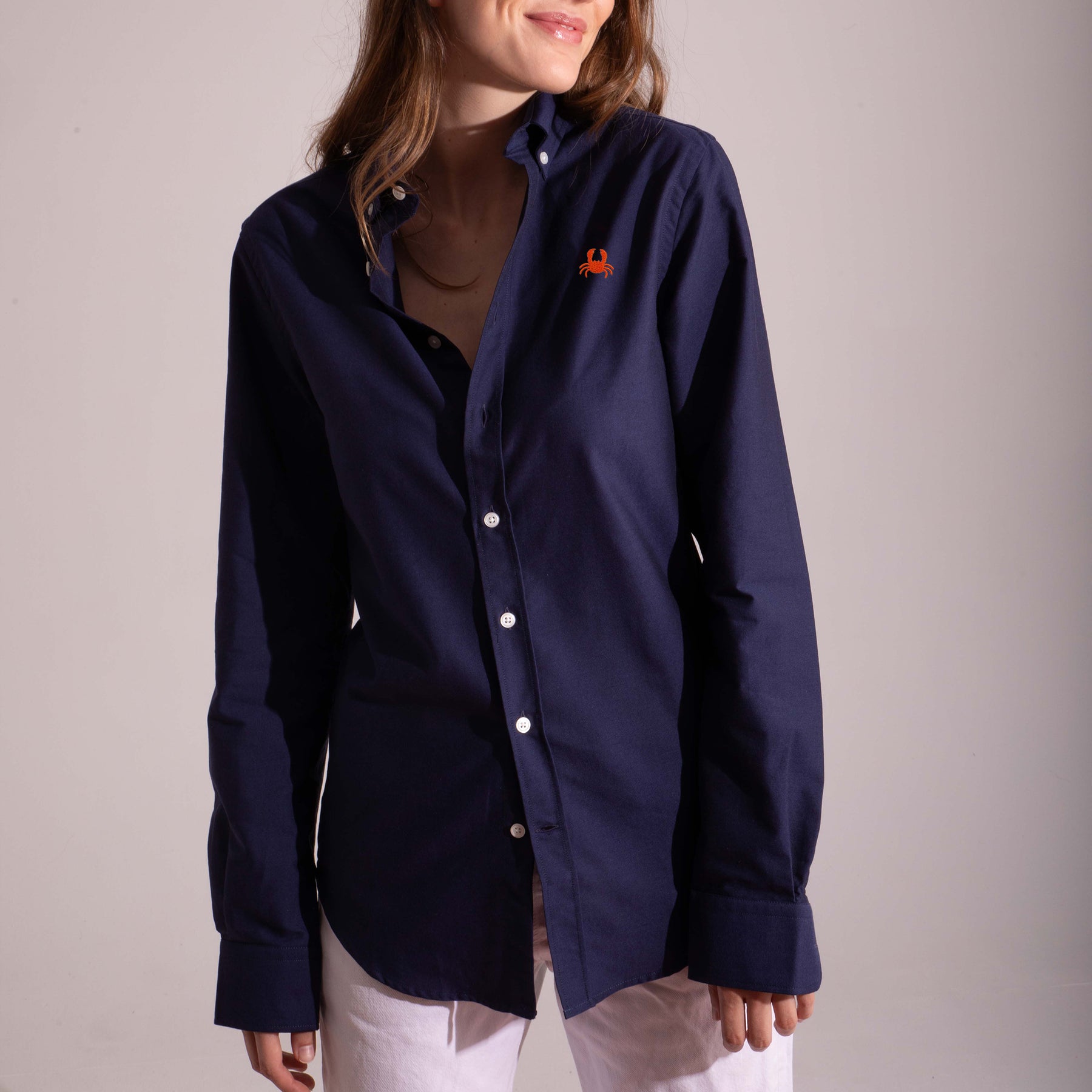 Camisa Oxford Navy. Cangrejo