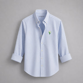 Oxford Shirt Blue Stripes. Heart Embroidered