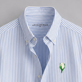 Oxford Shirt Blue Stripes. Heart Embroidered