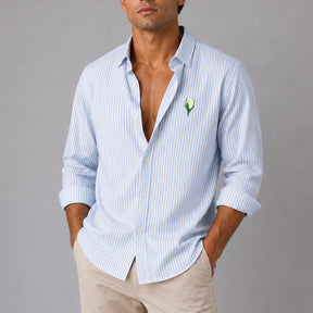 Oxford Shirt Blue Stripes. Heart Embroidered